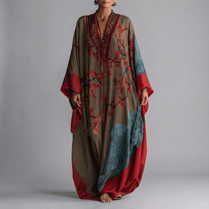 Evangeline | Floral Batwing Sleeve Maxi Dress