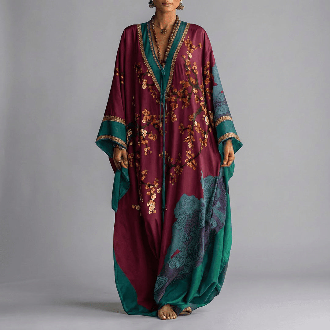 Evangeline | Floral Batwing Sleeve Maxi Dress