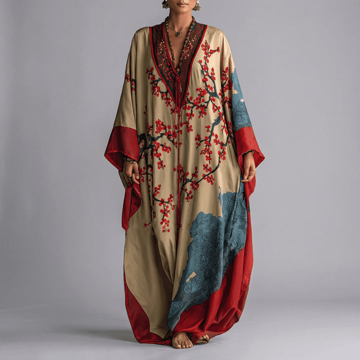 Evangeline | Floral Batwing Sleeve Maxi Dress