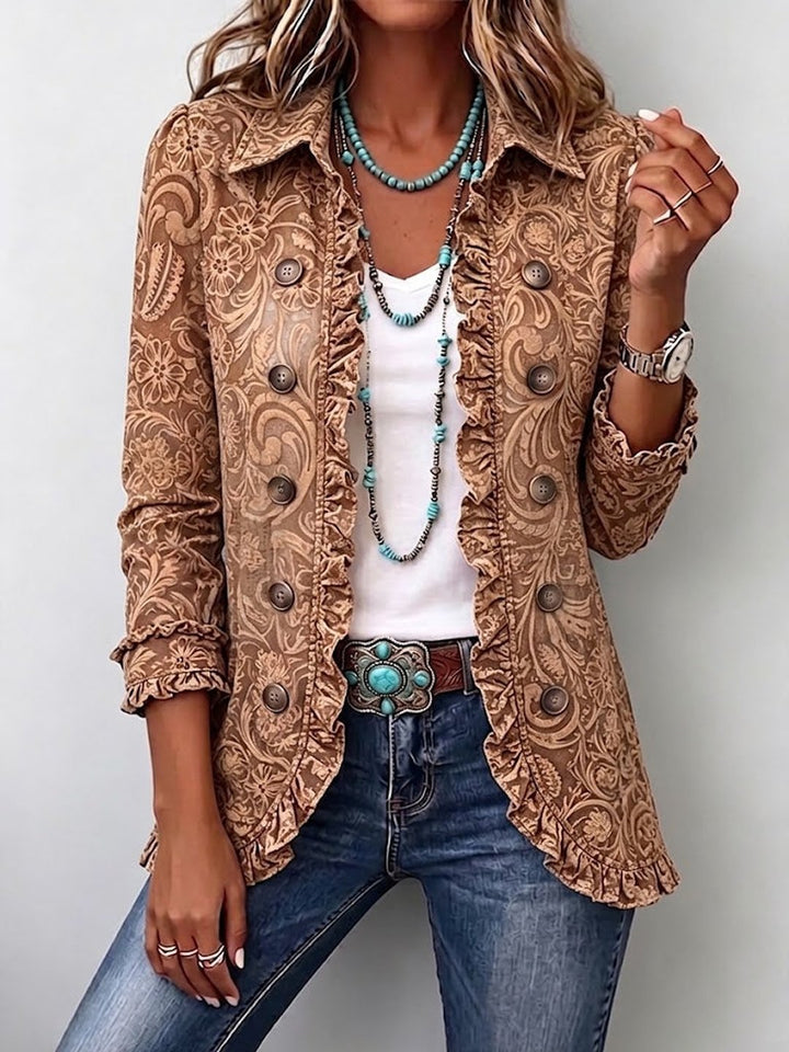 Fabiana | Vintage Bohemian Floral Print Ruffled Jacket