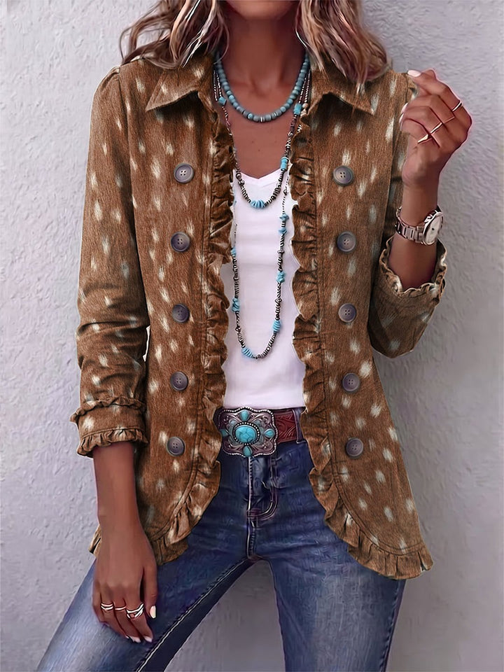 Tricia | Bohemian Animal-Print Ruffled Jacket