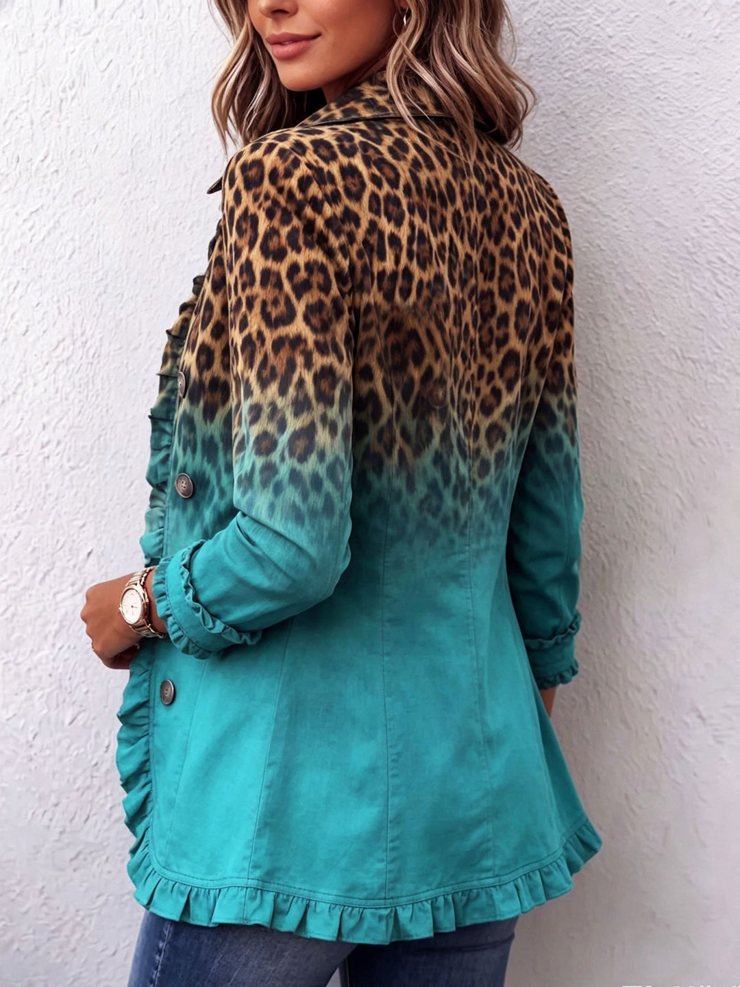Paloma | Leopard Ombre Ruffle Blazer Jacket