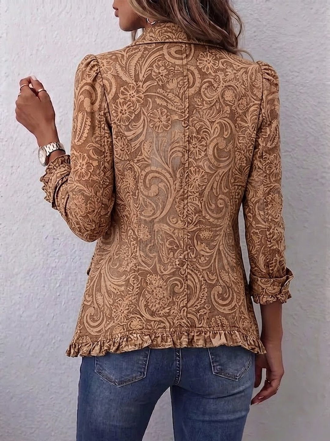 Fabiana | Vintage Bohemian Floral Print Ruffled Jacket