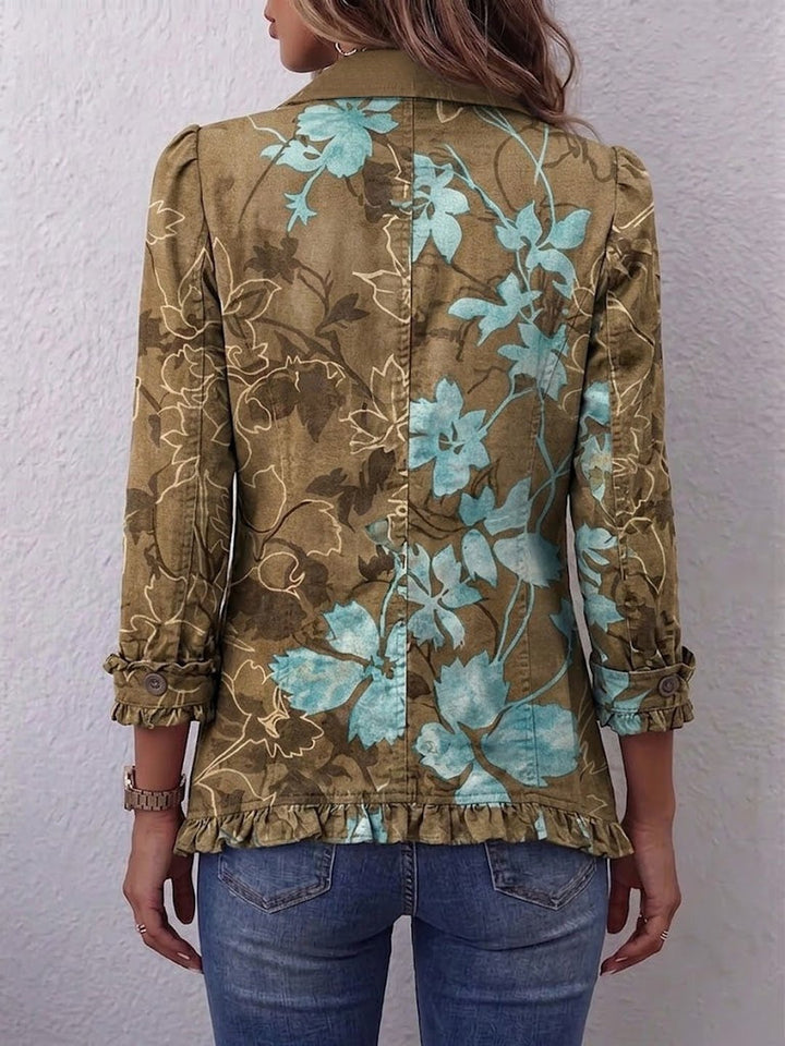 Idelette | Boho Gradient Vintage Floral Ruffle Jacket