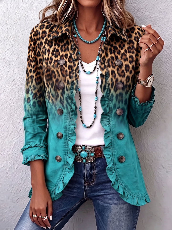 Paloma | Leopard Ombre Ruffle Blazer Jacket