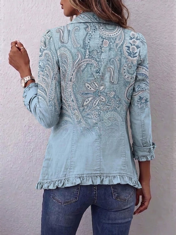 Vina | Vintage Paisley Print Ruffled Jacket