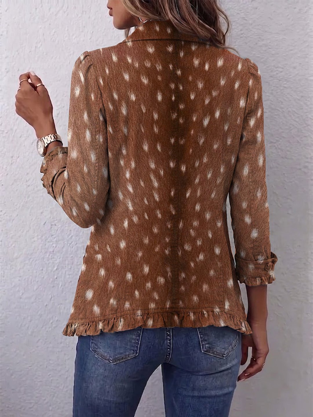 Tricia | Bohemian Animal-Print Ruffled Jacket