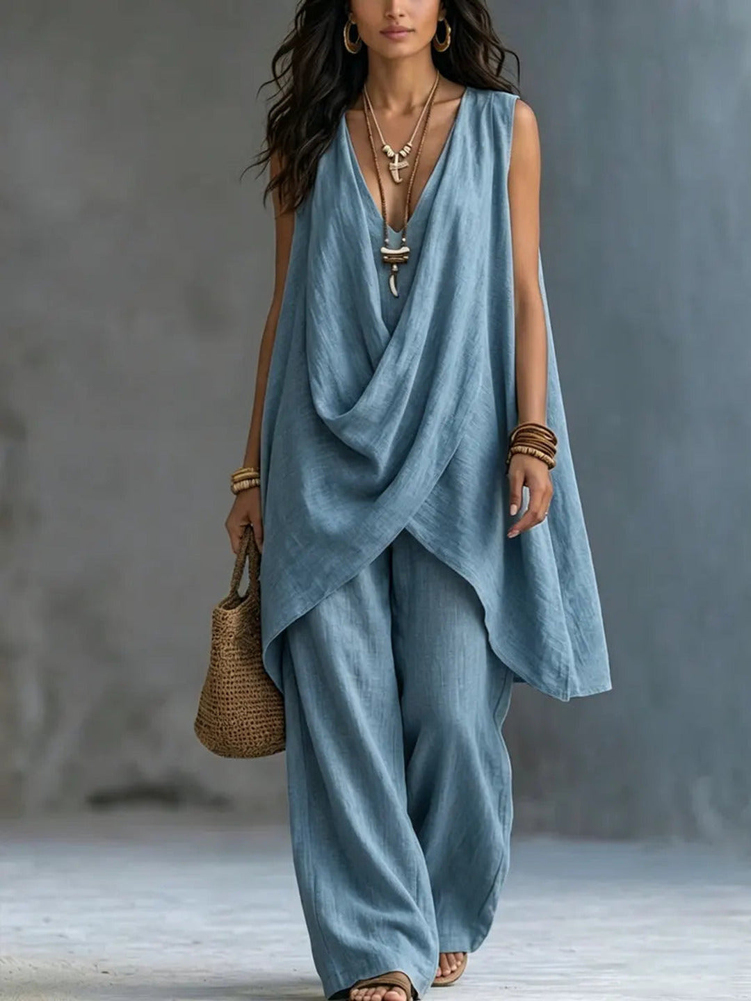 Lucille | Bohemian Style Loose Cotton And Linen Set