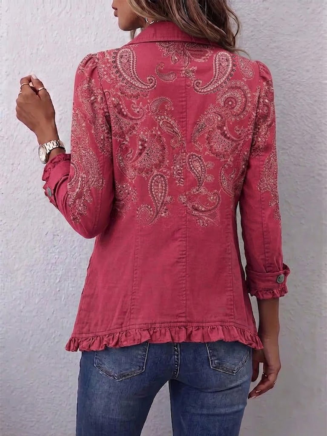Trudy | Vintage Paisley Print Ruffled Jacket