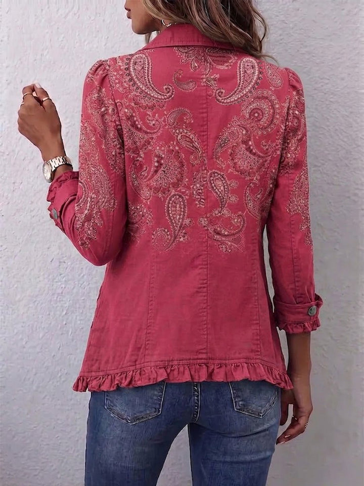 Trudy | Vintage Paisley Print Ruffled Jacket