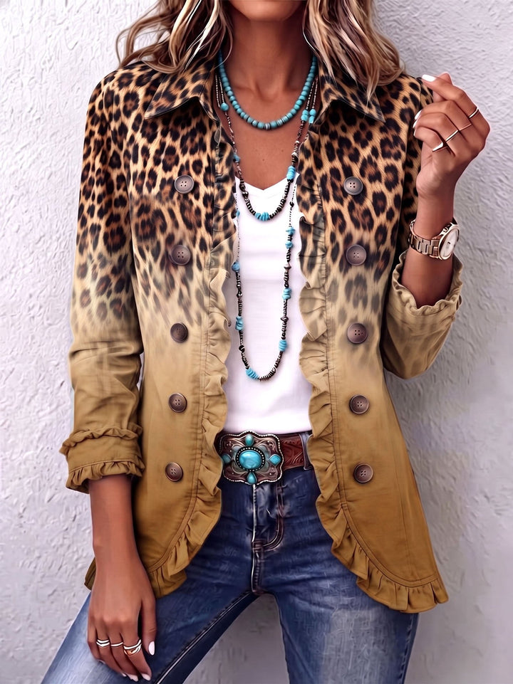 Paloma | Leopard Ombre Ruffle Blazer Jacket