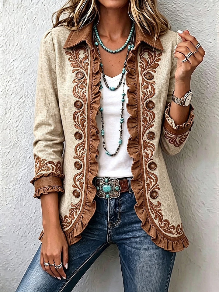 Trinity | Vintage Bohemian Floral Ruffled Jacket