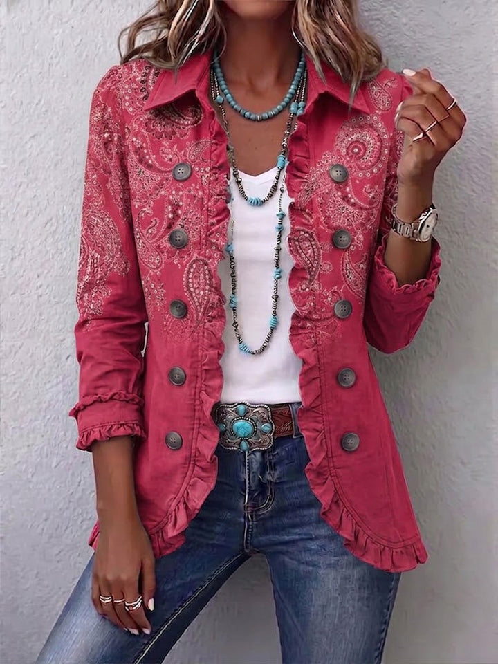 Trudy | Vintage Paisley Print Ruffled Jacket