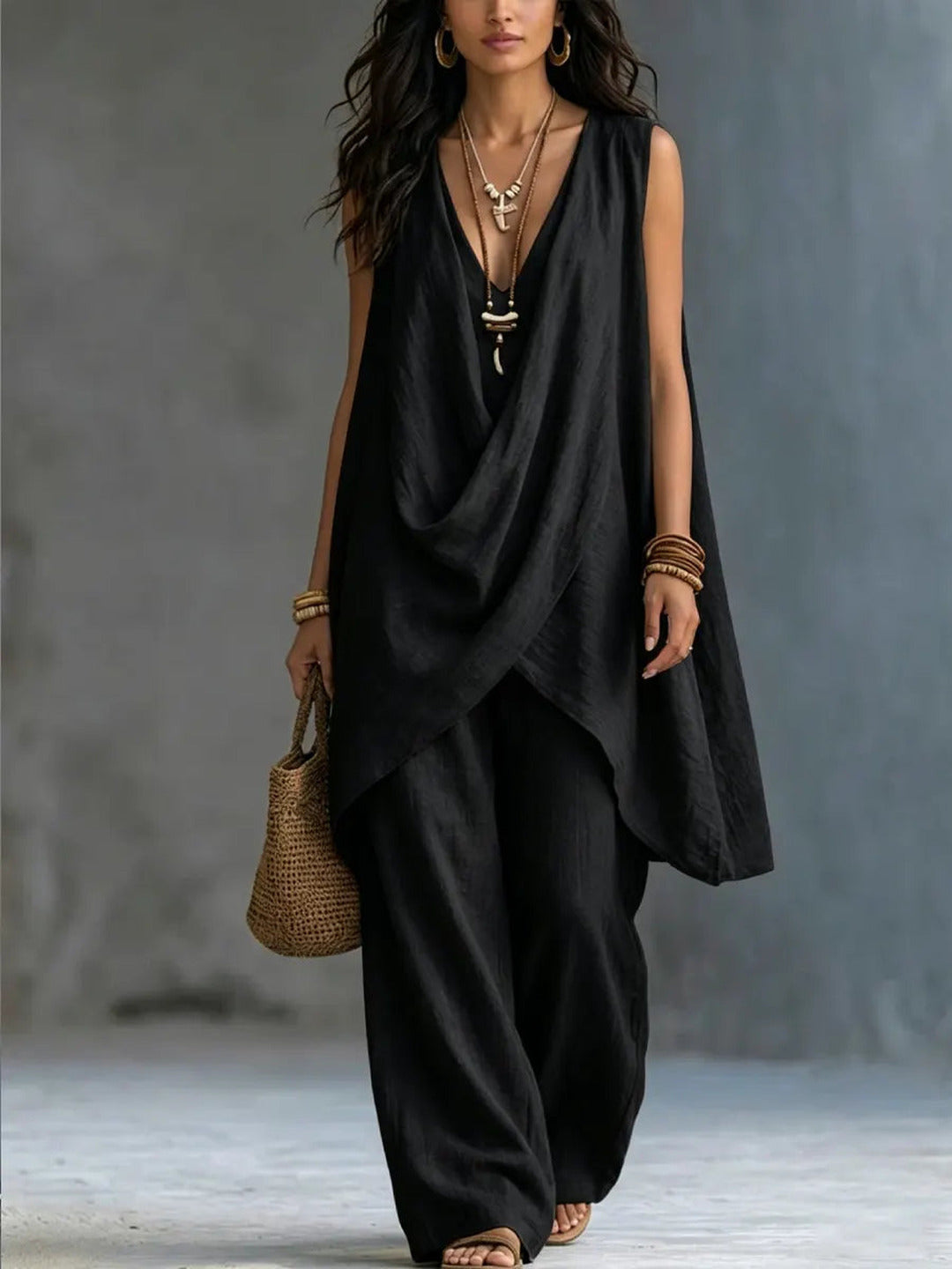 Lucille | Bohemian Style Loose Cotton And Linen Set