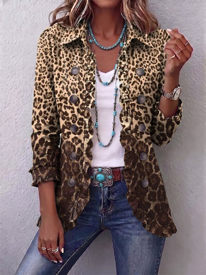 Florentine | Leopard Print Ruffled Jacket