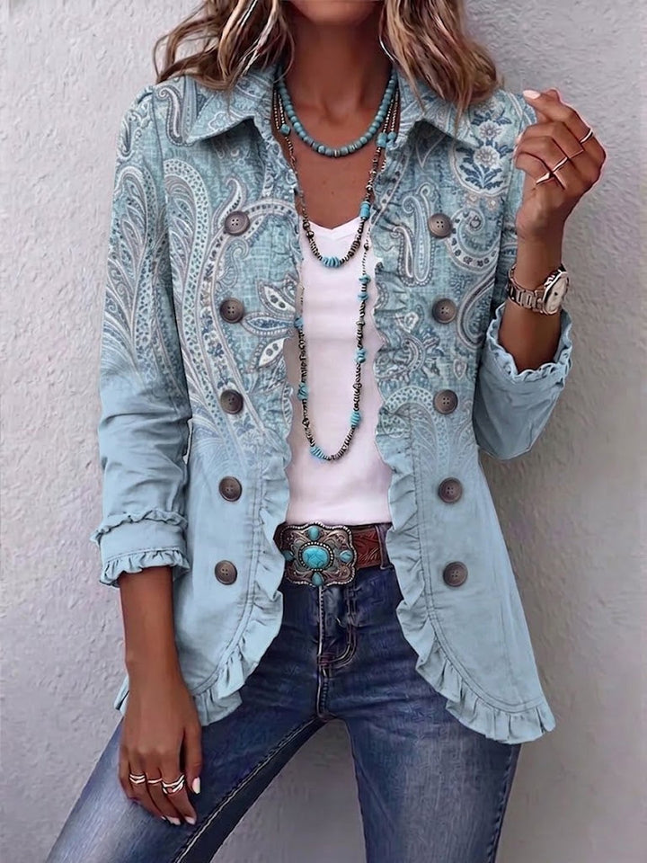 Vina | Vintage Paisley Print Ruffled Jacket